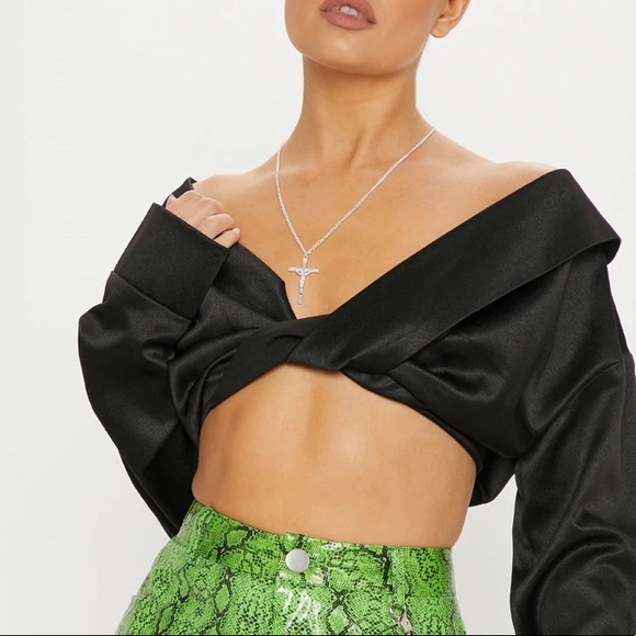 PrettyLittleThing Tops - PrettyLittleThing black satin top